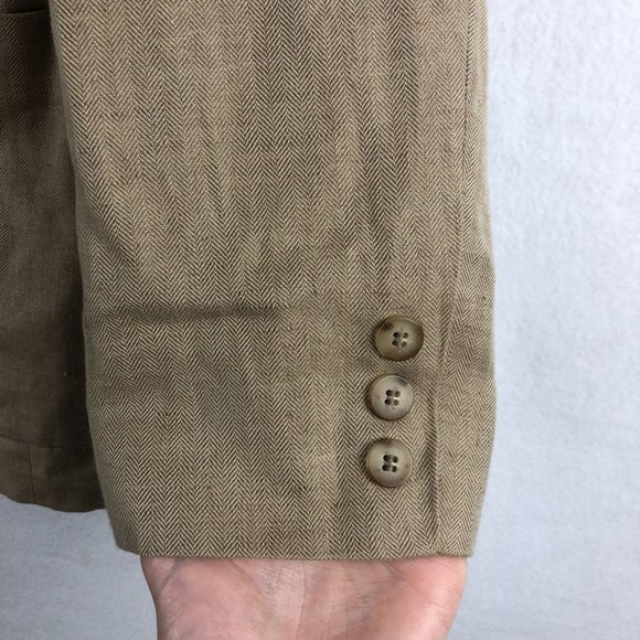 United Colors of Benetton VTG Women's 44 (US 8) Brown Linen Blend Blazer Jacket - Picture 5 of 10